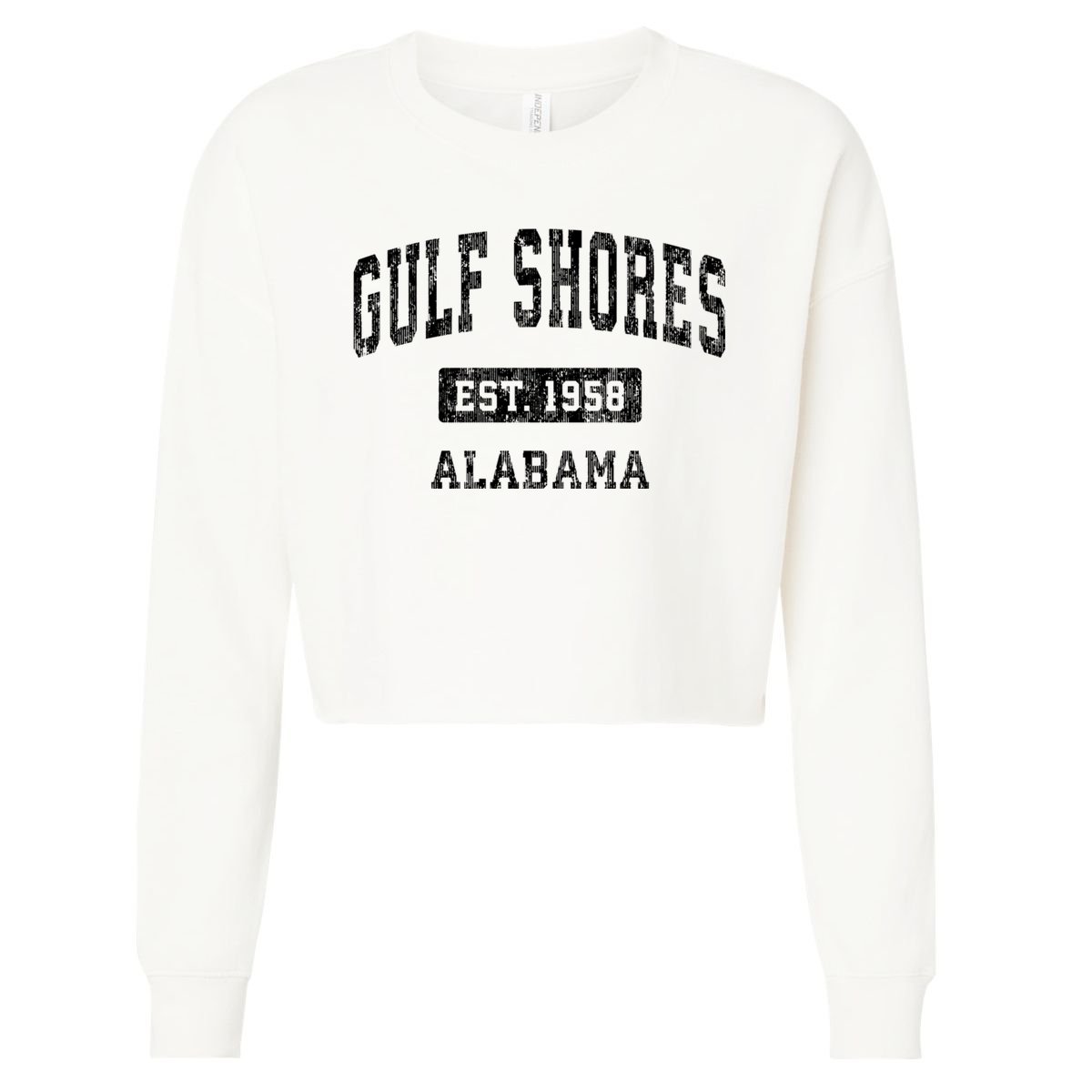 Gulf Shores Alabama Al Vintage Established Sports Design Cropped Pullover Crew