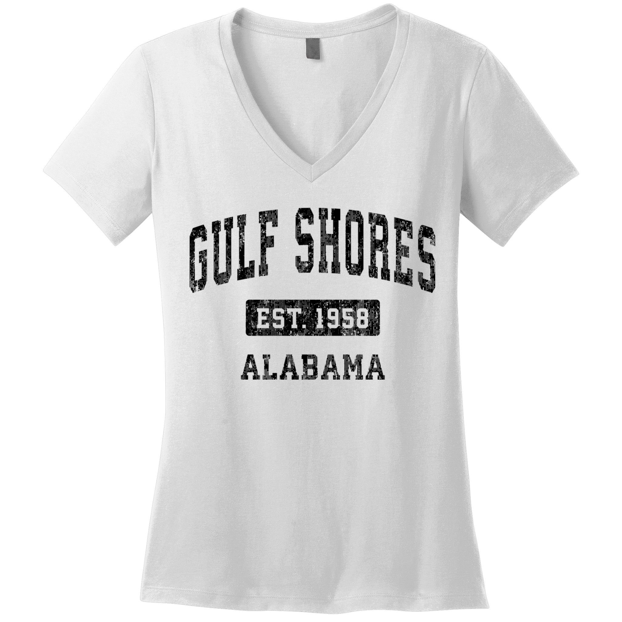 Gulf Shores Alabama Al Vintage Established Sports Design Women's V-Neck T-Shirt