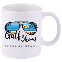 Gulf Shores Alabama Palm Tree Sunglasses Souvenir 11oz C Handle Ceramic Mug