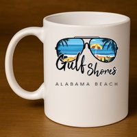 Gulf Shores Alabama Palm Tree Sunglasses Souvenir 11oz C Handle Ceramic Mug