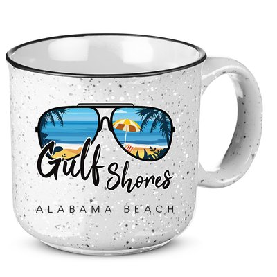 Gulf Shores Alabama Palm Tree Sunglasses Souvenir 15oz Campfire Ceramic Mug