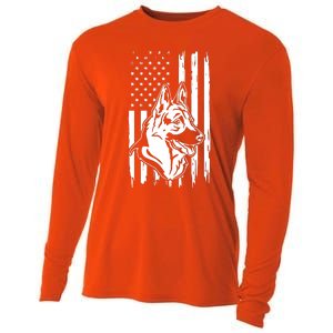 German Shepherd American Flag Pets Animals K9s Service Dogs Cooling Performance Long Sleeve Crew