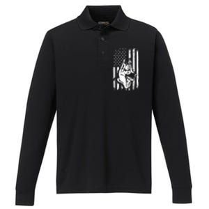 German Shepherd American Flag Pets Animals K9s Service Dogs Performance Long Sleeve Polo