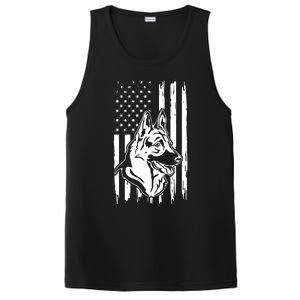 German Shepherd American Flag Pets Animals K9s Service Dogs PosiCharge Competitor Tank