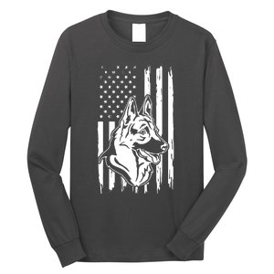 German Shepherd American Flag Pets Animals K9s Service Dogs Long Sleeve Shirt