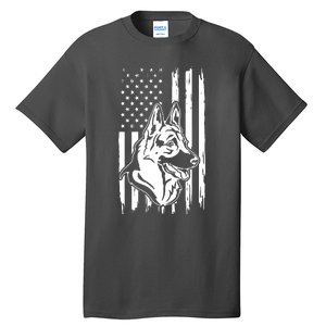 German Shepherd American Flag Pets Animals K9s Service Dogs Tall T-Shirt