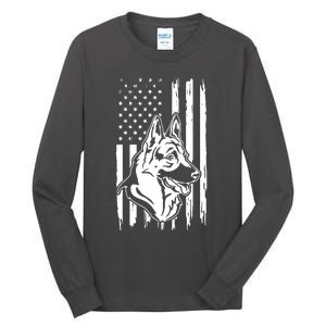 German Shepherd American Flag Pets Animals K9s Service Dogs Tall Long Sleeve T-Shirt