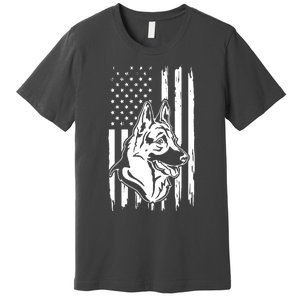 German Shepherd American Flag Pets Animals K9s Service Dogs Premium T-Shirt