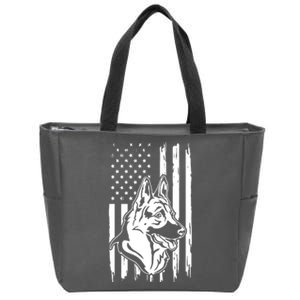 German Shepherd American Flag Pets Animals K9s Service Dogs Zip Tote Bag