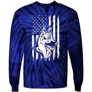 German Shepherd American Flag Pets Animals K9s Service Dogs Tie-Dye Long Sleeve Shirt