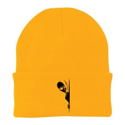 Graphic Staring Alien Ufo Science Fiction Funny Scary Gift Knit Cap Winter Beanie