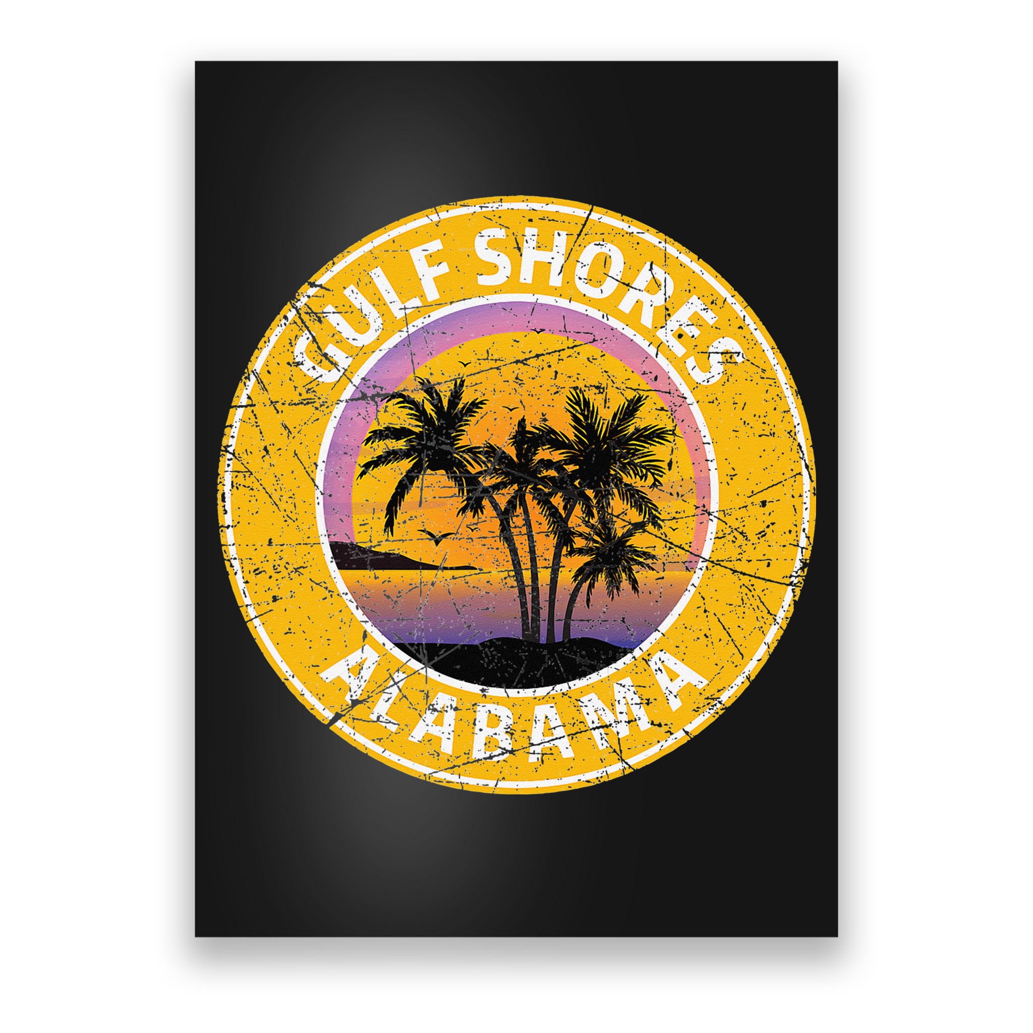 Gulf Shores Alabama Al Vintage Retro 80s Summer Travel Poster