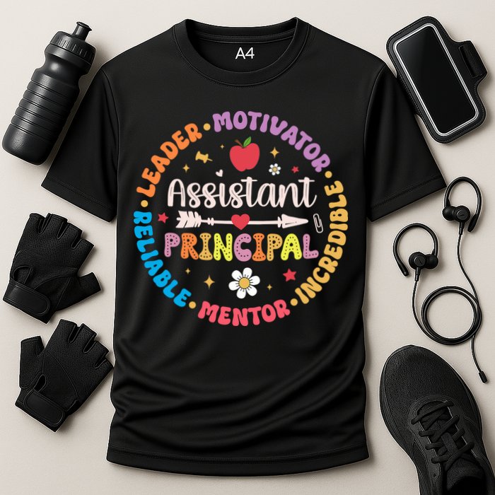 Groovy School Assistant Principal Teacher Appreciation Cooling Performance Crew T-Shirt