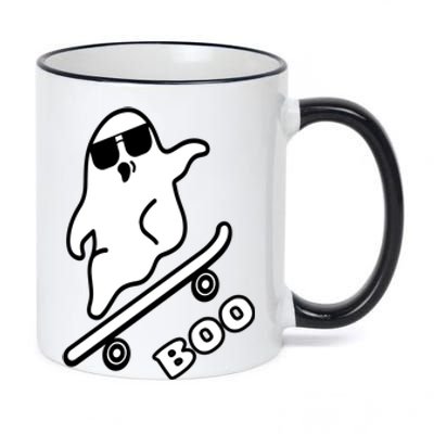 Ghost Skateboarding Boo Scary Halloween Tricks Or Treats Gift 11oz Black Color Changing Mug