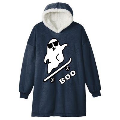 Ghost Skateboarding Boo Scary Halloween Tricks Or Treats Gift Hooded Wearable Blanket