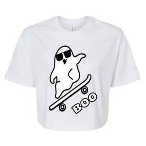 Ghost Skateboarding Boo Scary Halloween Tricks Or Treats Gift Bella+Canvas Jersey Crop Tee