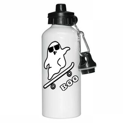 Ghost Skateboarding Boo Scary Halloween Tricks Or Treats Gift Aluminum Water Bottle 