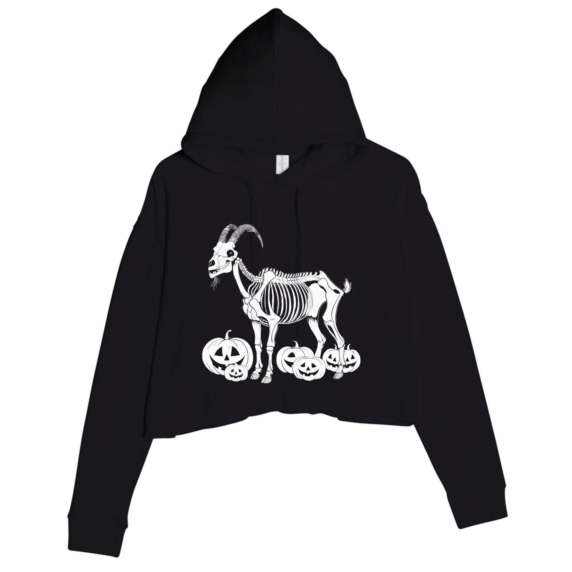 Goat Skeleton Birthday Halloweens Wo Crop Fleece Hoodie