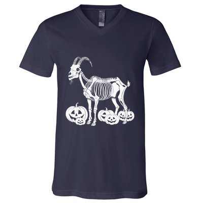 Goat Skeleton Birthday Halloweens Wo V-Neck T-Shirt
