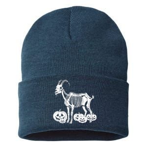 Goat Skeleton Birthday Halloweens Wo Sustainable Knit Beanie