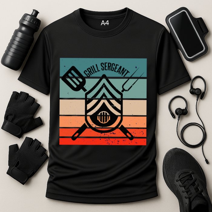 Grill Sergeant Bbq Master Master Of Grilling Cooling Performance Crew T-Shirt