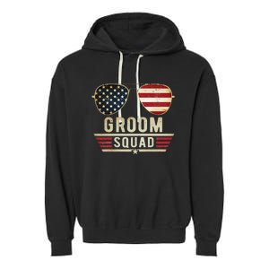 Groom Squad Bachelor Party Groomsmen Wedding USA Sunglasses Garment-Dyed Fleece Hoodie