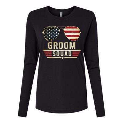 Groom Squad Bachelor Party Groomsmen Wedding USA Sunglasses Womens Cotton Relaxed Long Sleeve T-Shirt