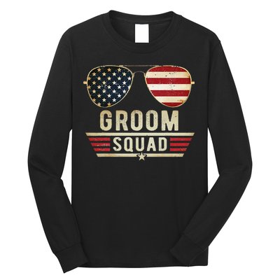 Groom Squad Bachelor Party Groomsmen Wedding USA Sunglasses Long Sleeve Shirt