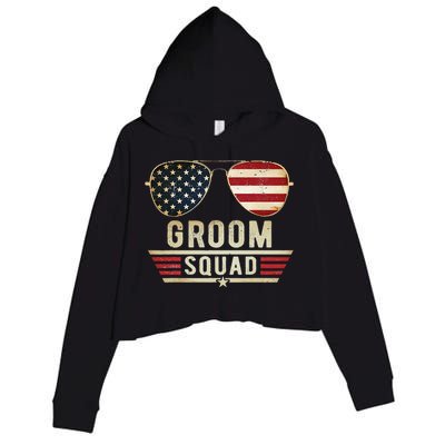 Groom Squad Bachelor Party Groomsmen Wedding USA Sunglasses Crop Fleece Hoodie