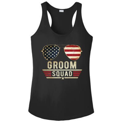 Groom Squad Bachelor Party Groomsmen Wedding USA Sunglasses Ladies PosiCharge Competitor Racerback Tank