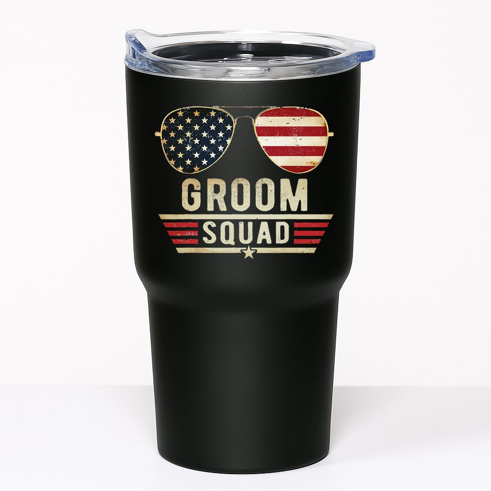 Groom Squad Bachelor Party Groomsmen Wedding USA Sunglasses Tumbler