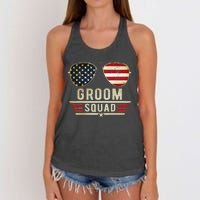 Groom Squad Bachelor Party Groomsmen Wedding USA Sunglasses Women's Knotted Racerback Tank