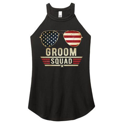 Groom Squad Bachelor Party Groomsmen Wedding USA Sunglasses Women's Perfect Tri Rocker Tank