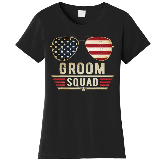 Groom Squad Bachelor Party Groomsmen Wedding USA Sunglasses Women's T-Shirt