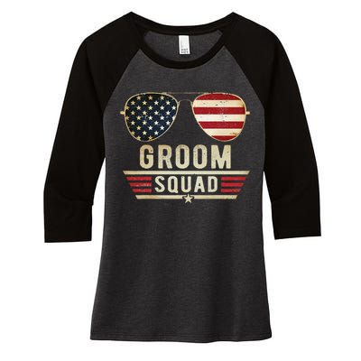 Groom Squad Bachelor Party Groomsmen Wedding USA Sunglasses Women's Tri-Blend 3/4-Sleeve Raglan Shirt