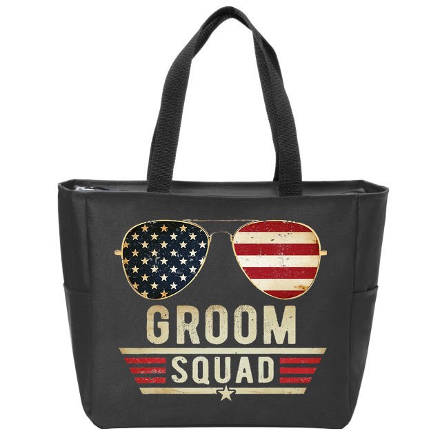 Groom Squad Bachelor Party Groomsmen Wedding USA Sunglasses Zip Tote Bag