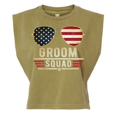 Groom Squad Bachelor Party Groomsmen Wedding USA Sunglasses Garment-Dyed Women's Muscle Tee