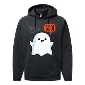 Ghost Saying Boo Spooky Halloween Cute Performance Fleece Hoodie