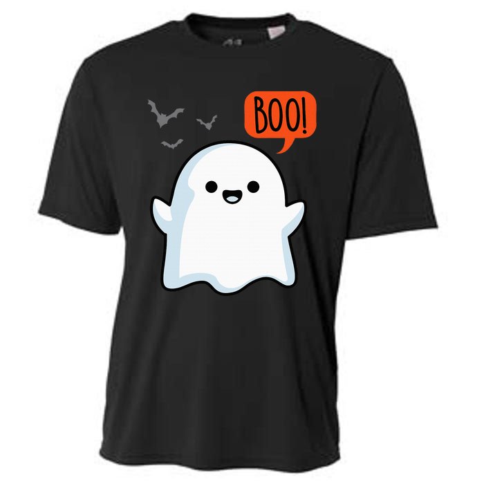 Ghost Saying Boo Spooky Halloween Cute Cooling Performance Crew T-Shirt