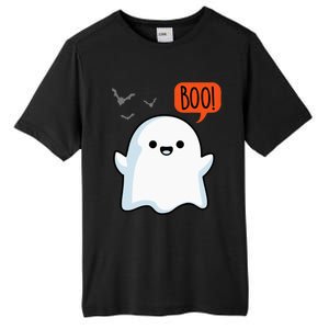 Ghost Saying Boo Spooky Halloween Cute Tall Fusion ChromaSoft Performance T-Shirt