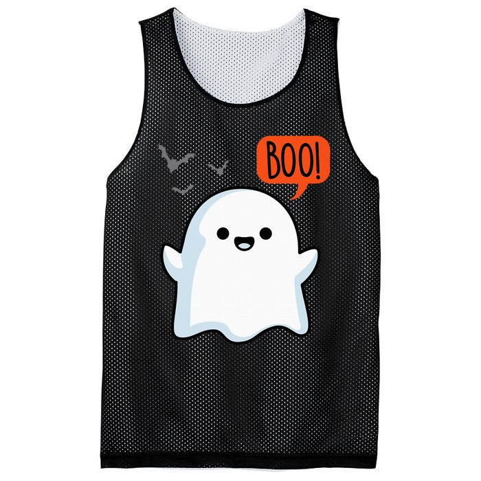 Ghost Saying Boo Spooky Halloween Cute Mesh Reversible Basketball Jersey Tank