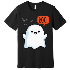 Ghost Saying Boo Spooky Halloween Cute Premium T-Shirt