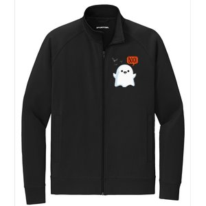 Ghost Saying Boo Spooky Halloween Cute Stretch Full-Zip Cadet Jacket