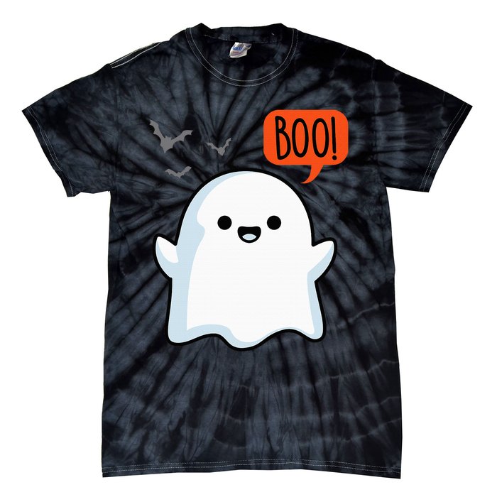 Ghost Saying Boo Spooky Halloween Cute Tie-Dye T-Shirt