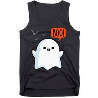 Ghost Saying Boo Spooky Halloween Cute Tank Top