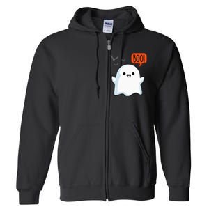 Ghost Saying Boo Spooky Halloween Cute Full Zip Hoodie