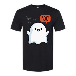 Ghost Saying Boo Spooky Halloween Cute Softstyle CVC T-Shirt