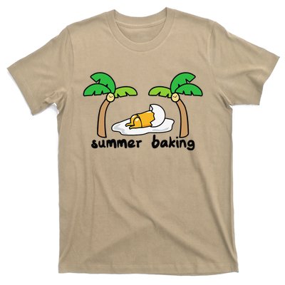 Gudetama Summer Baking Sunbathing Tanning Palm Trees T-Shirt