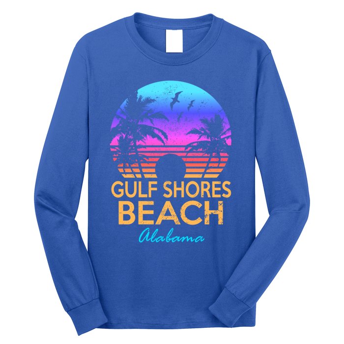 Gulf Shores Beach Alabama Retro Vintage Sunset Summer Vibe Gift Long Sleeve Shirt