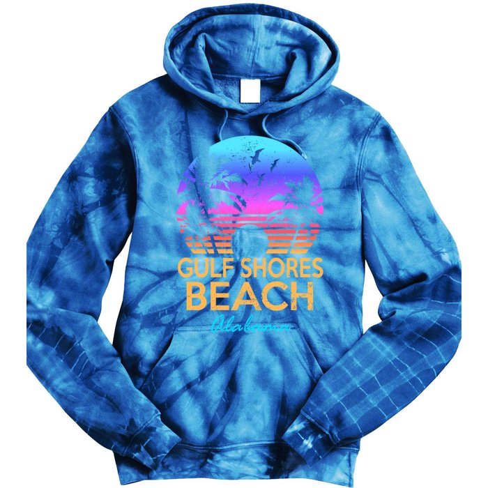 Gulf Shores Beach Alabama Retro Vintage Sunset Summer Vibe Gift Tie Dye Hoodie